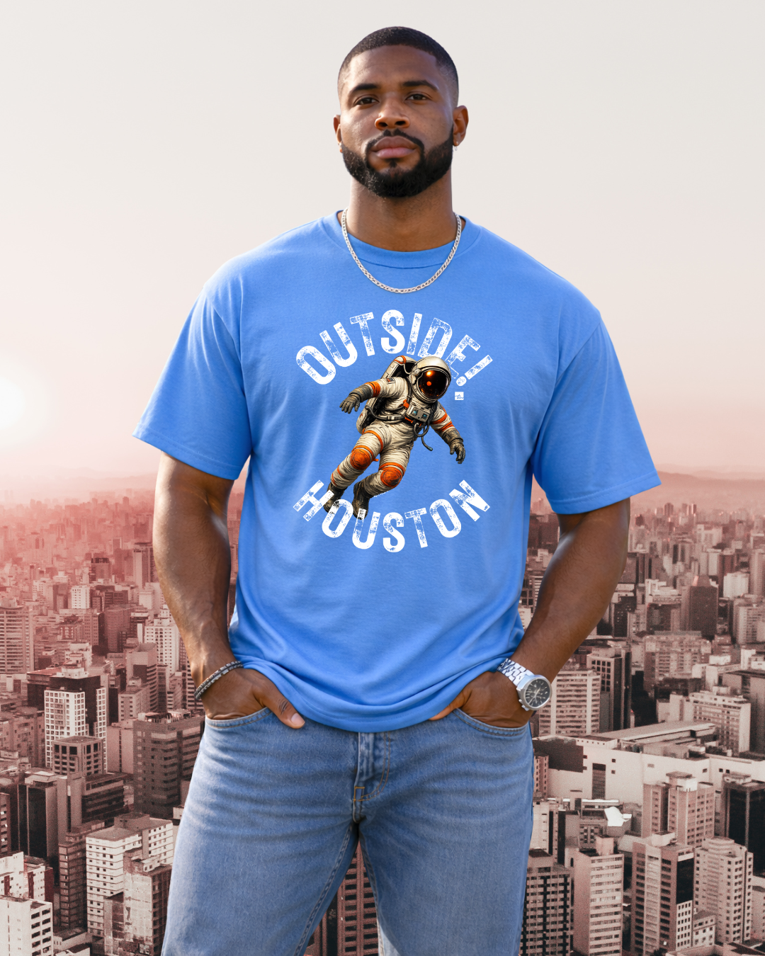 Outside!Houston Signature Heavyweight Tee (CAROLINA BLUE)
