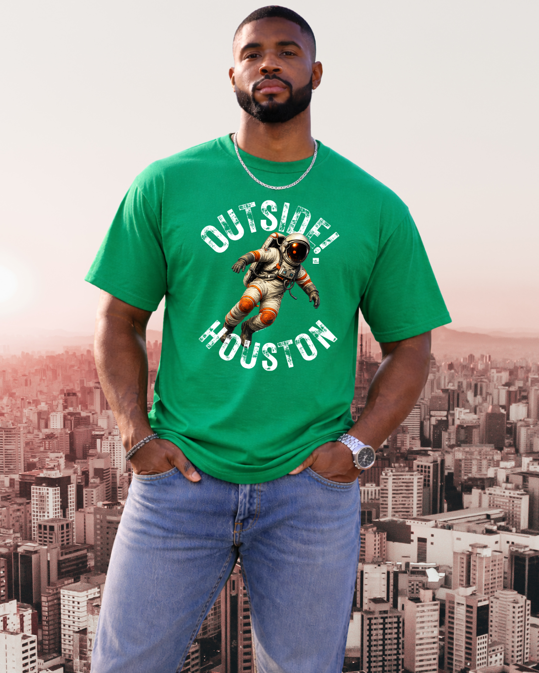Outside!Houston Signature Heavyweight Tee (KELLY GREEN)