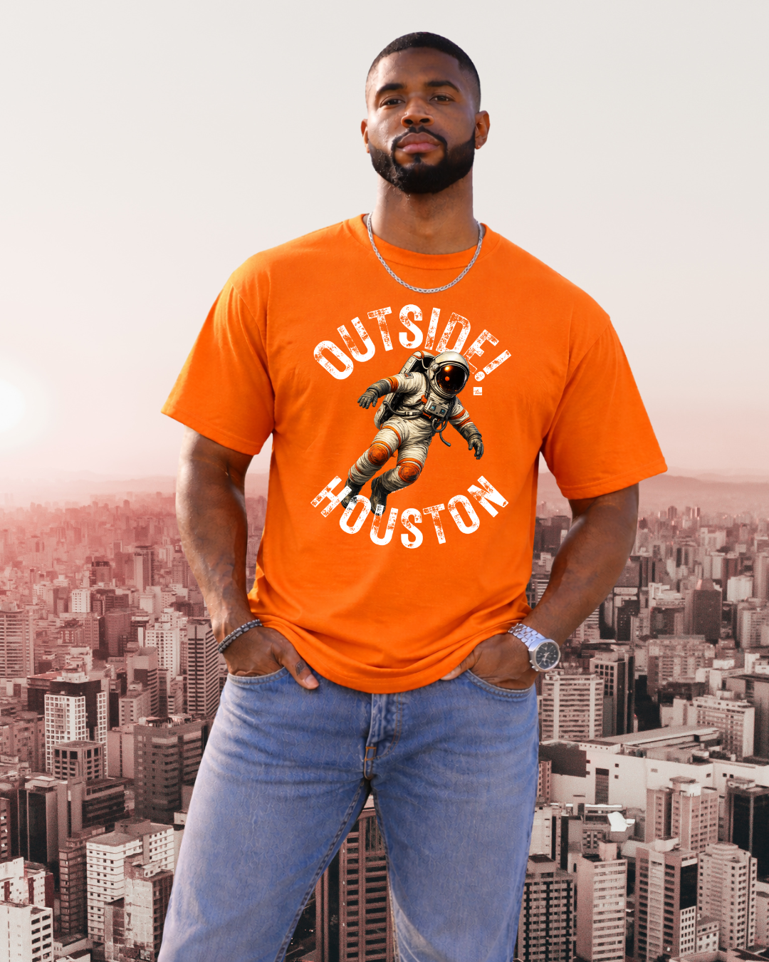 Outside!Houston Signature Heavyweight Tee (ORANGE)