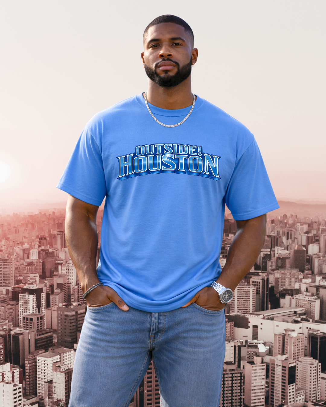 "AstroCityNaut" Flagship-Outside!Houston Heavyweight Tee (CAROLINA BLUE)