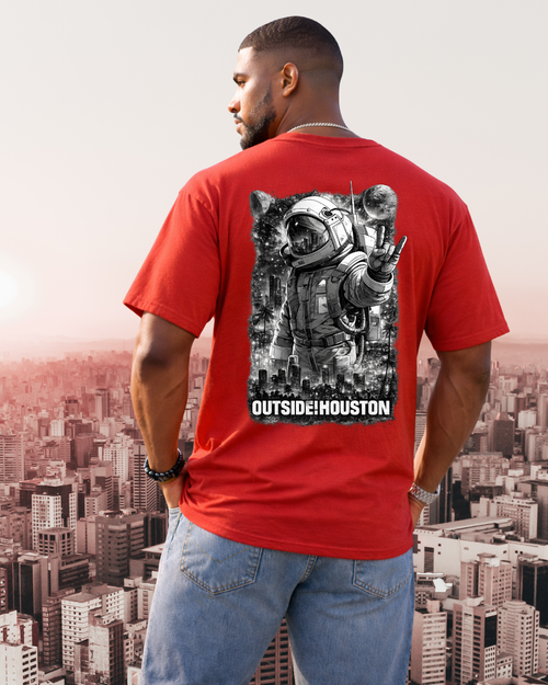 "AstroCityNaut" Flagship-Outside!Houston Heavyweight Tee (RED AND BLACK)