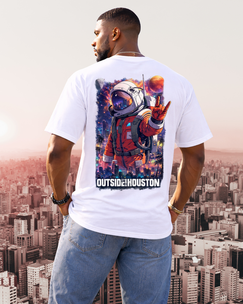 "AstroCityNaut" Flagship-Outside!Houston Heavyweight Tee (WHITE AND RED)