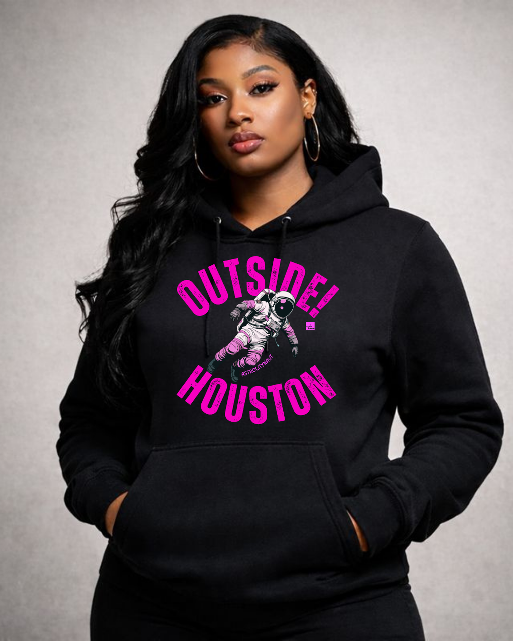 Outside!Houston Premium 9oz Hoodie (BLACK & PINK)