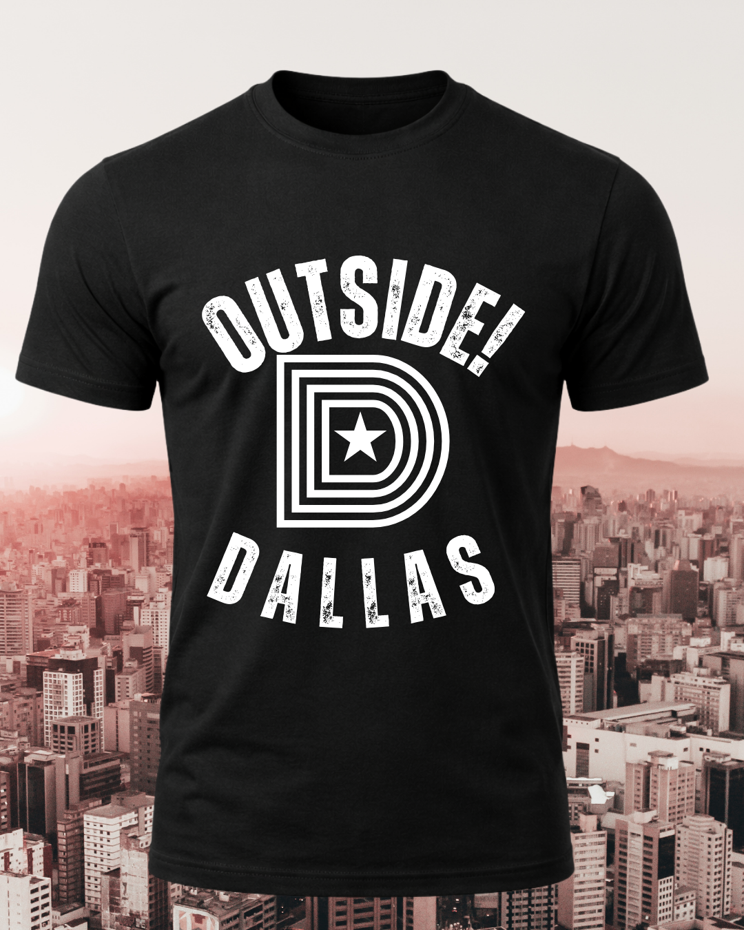 Outside! Dallas Classic Logo Tee – Black Streetwear T-Shirt