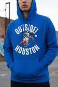 Royal blue hoodie close-up