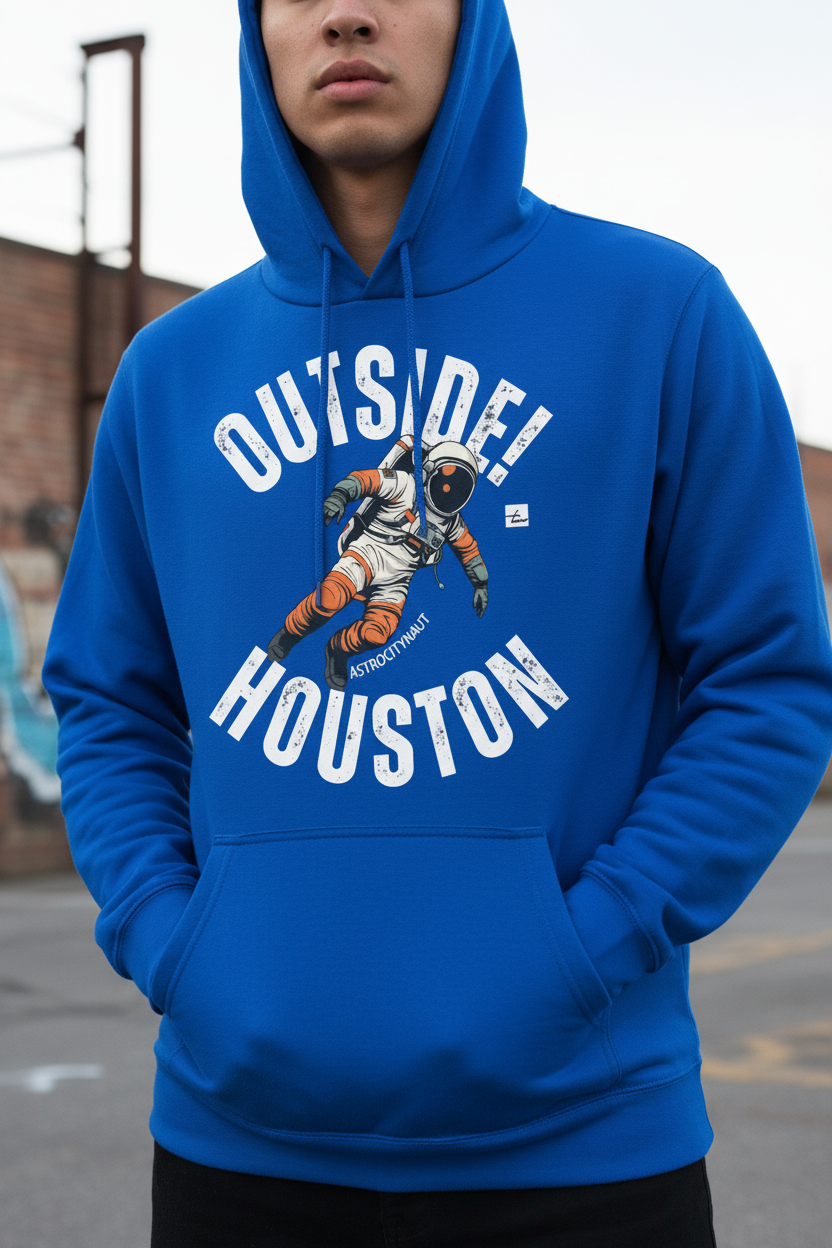 Royal blue hoodie close-up